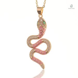 Collier serpent fantaisie rose pour femme, style élégant