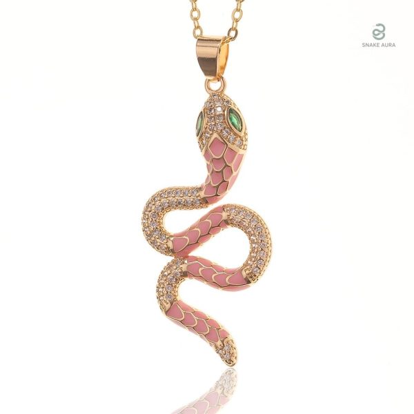 Collier serpent fantaisie rose pour femme, style élégant