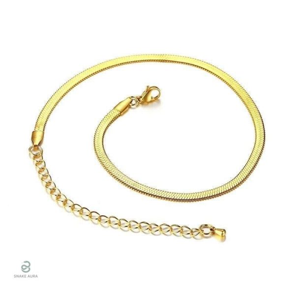Collier Serpent Maille Plate en or