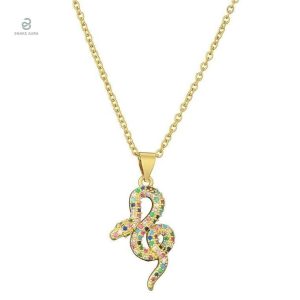 Collier Serpent en or avec zirconium multicolore