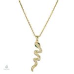 Collier serpent en or avec diamant vert élégant