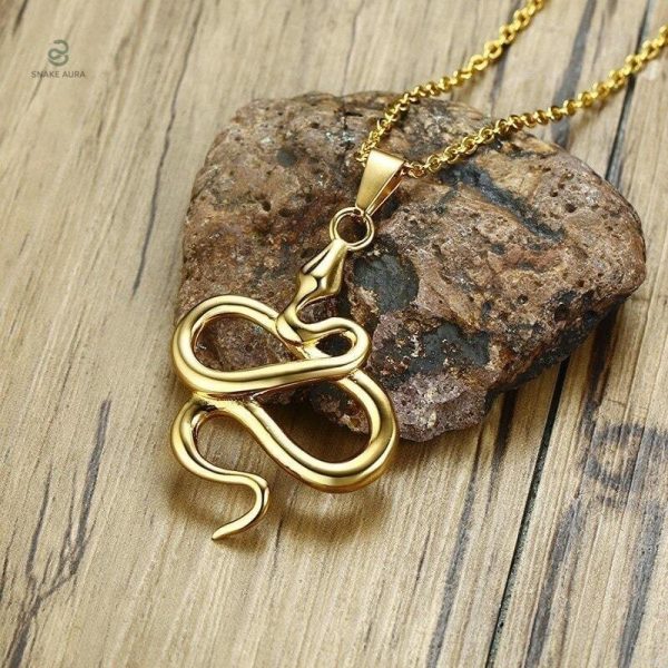 Collier serpent or pour homme, design unique