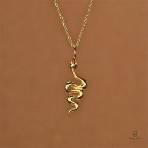 Collier Serpent en Or Jaune et Argent Sterling 925