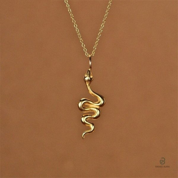 Collier Serpent en Or Jaune et Argent Sterling 925