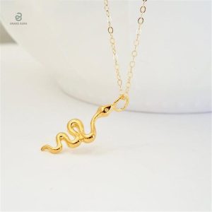 Collier en Argent 925 avec Détails Serpent en Or Jaune