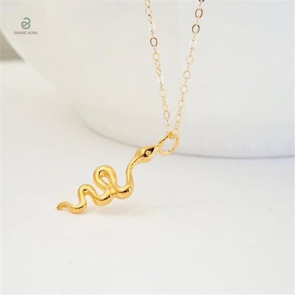 Collier en Argent 925 avec Détails Serpent en Or Jaune
