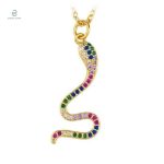 Collier Serpent Or Jaune avec Diamants Multicolores