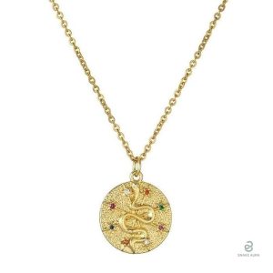 Collier serpent en or métal et zirconium scintillant