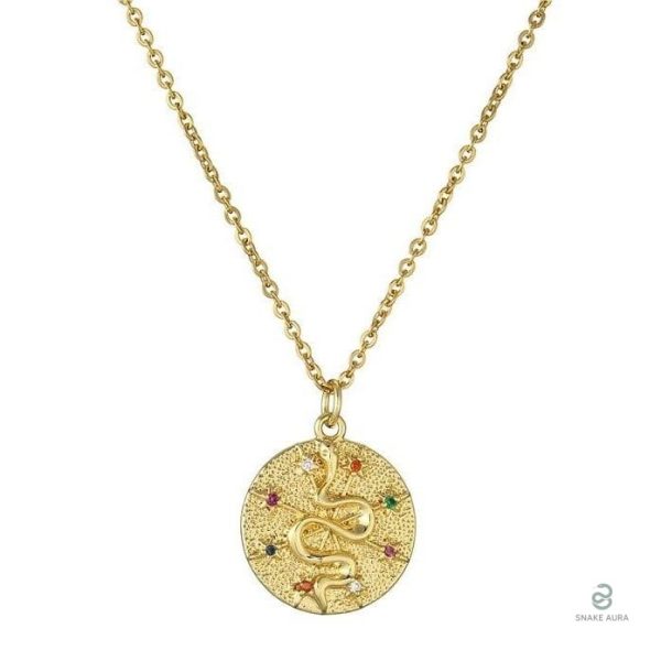 Collier serpent en or métal et zirconium scintillant