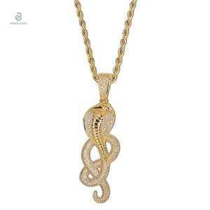 Collier Serpent Strass Or pour homme
