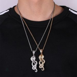 Collier homme serpent or élégant