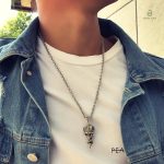 Collier en argent sterling avec motif serpent et crâne