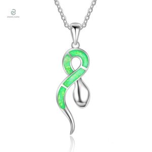 Collier Serpent Vert en Acier Original