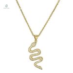 Collier serpent en or avec zirconium blanc élégant