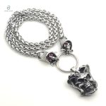 Collier en acier inoxydable au design serpent et crâne