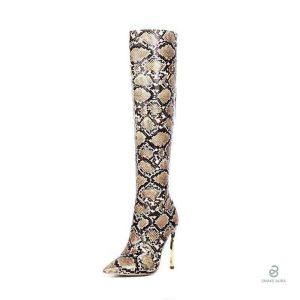 Chaussures cuissardes motif serpent, confort et style réunis