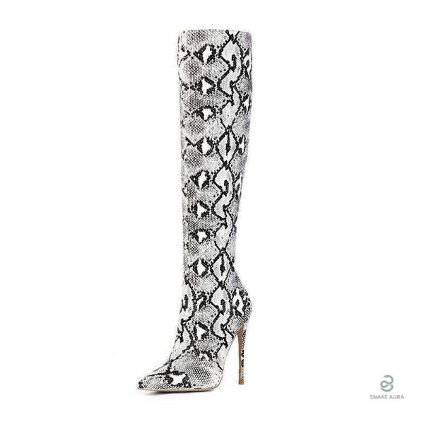 Cuissardes serpent en peau de python gris