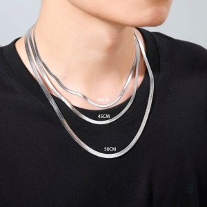 Collier Serpent Plaqué Argent en acier inoxydable