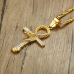 Collier serpent en métal avec symbole Ankh
