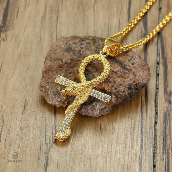 Bijou serpent stylé avec croix égyptienne Ankh