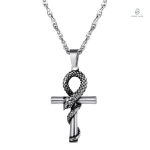 Collier serpent argent avec croix élégante et moderne