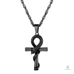 Collier serpent noir avec croix élégante