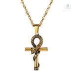Collier serpent or avec croix élégante