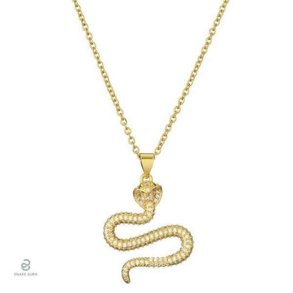 Collier serpent cobra en or jaune élégant et raffiné