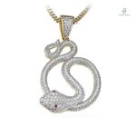 Pendentif serpent en argent avec zirconium brillant