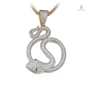 Pendentif serpent en argent avec zirconium brillant
