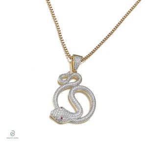 Collier serpent argenté orné de zirconium étincelant