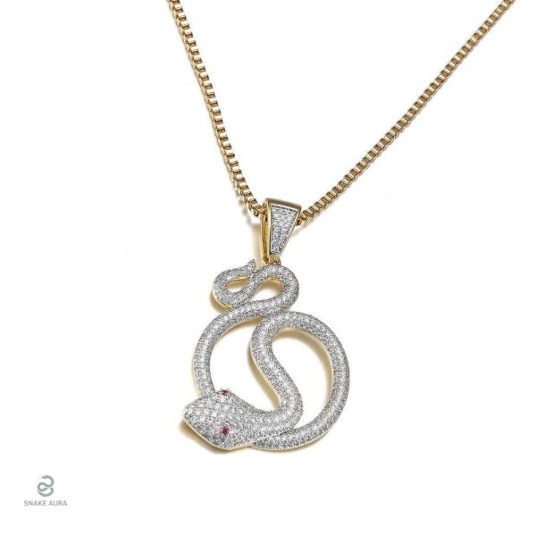 Collier serpent argenté orné de zirconium étincelant