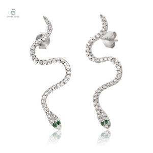 Boucles d'oreilles serpent en argent luxe