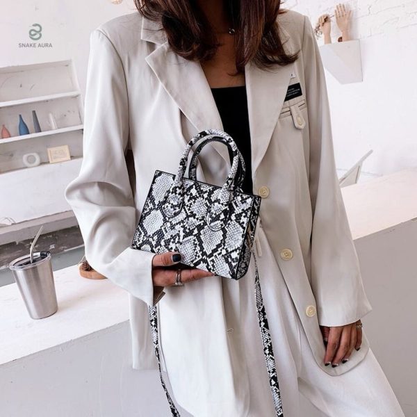 Sac tendance serpent, coloris blanc éclatant