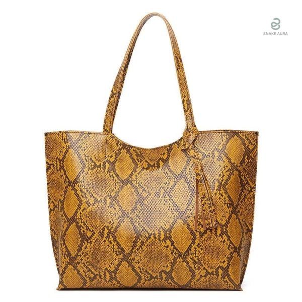 Sac cabas serpent jaune, design chic et tendance