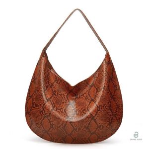 Sac fourre-tout serpent marron, style élégant et pratique
