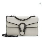 Sac serpent blanc élégant en cuir synthétique pour un look tendance
