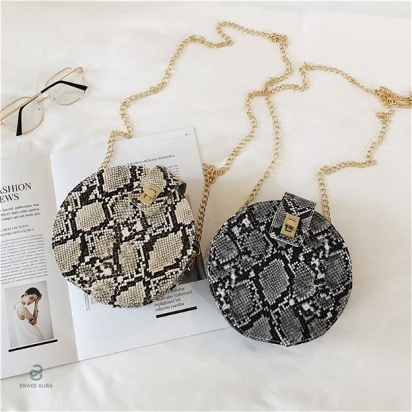 Sac rond en simili-cuir serpent