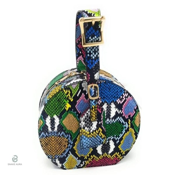 Sac rond multicolore au motif serpent élégant