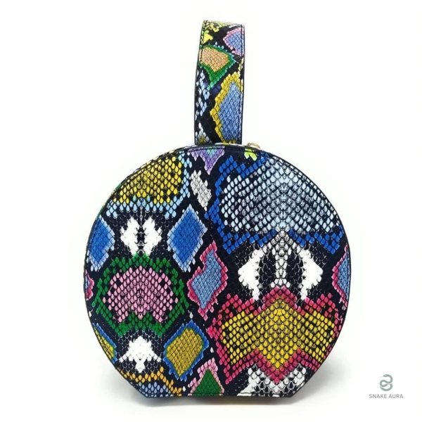 Sac serpent rond aux couleurs vibrantes et tendance