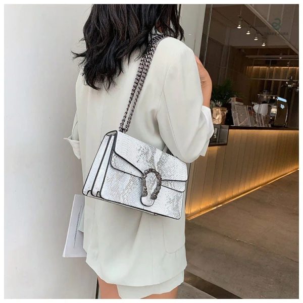 Sac serpent chic en cuir blanc