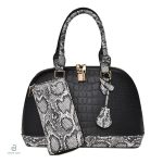 Sac en cuir noir style serpent