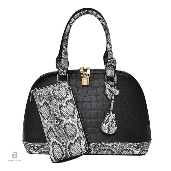 Sac en cuir noir style serpent