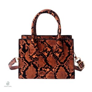 Sac serpent marron foncé en cuir élégant et moderne