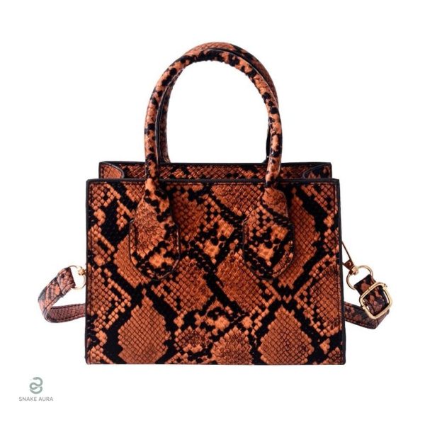 Sac serpent marron foncé en cuir élégant et moderne