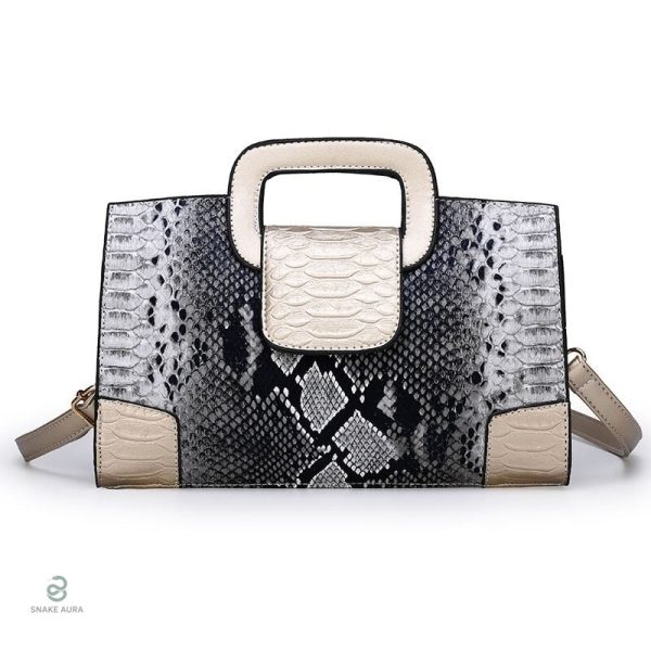 Sac Rectangulaire Beige en motif serpent