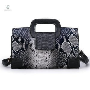 Sac Rectangulaire Noir en simili cuir serpent