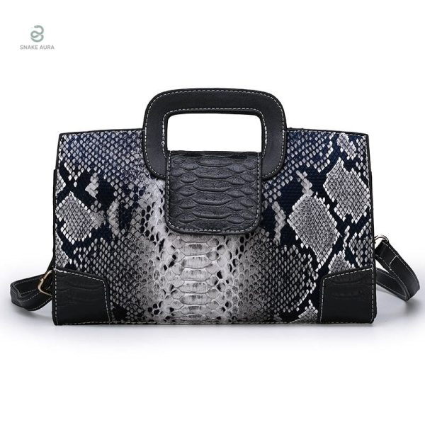 Sac Rectangulaire Noir en simili cuir serpent