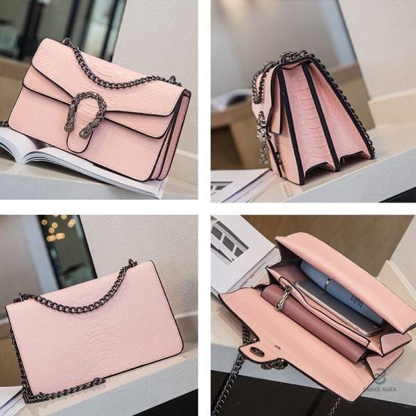Variation de sac serpent en rose, accessoire chic pour toutes occasions
